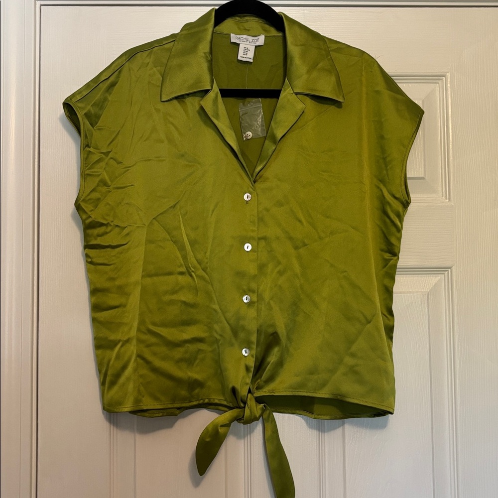 Rachel Zoe Lime Green Satin Blouse